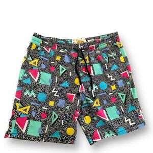 Oh Snap! By Drill Clothing Multi Color Geo Print Cotton Shorts Men’s Size Large